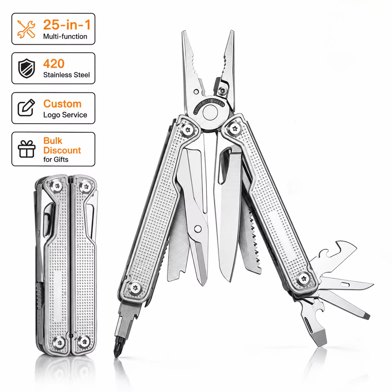 Camp Knife Multi - Professional 25-in-1 Multitool Folding Knife Heavy