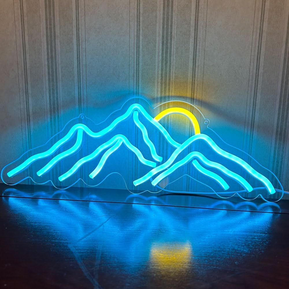 Mountain Sun Neon Sign Blue La - огляд і ціна Outdoor Adventure Ideas